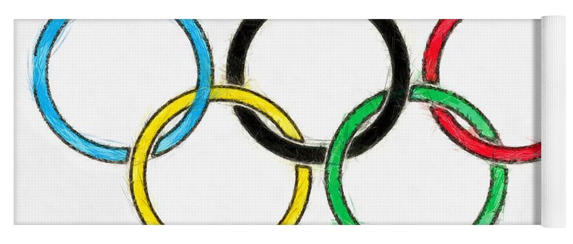 Olympics Yoga Mat featuring the digital art Olympic Rings Pencil by Edward Fielding