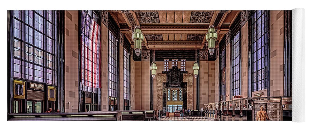 Union Station Yoga Mat featuring the photograph Omaha Union Station Great Hall by Susan Rissi Tregoning