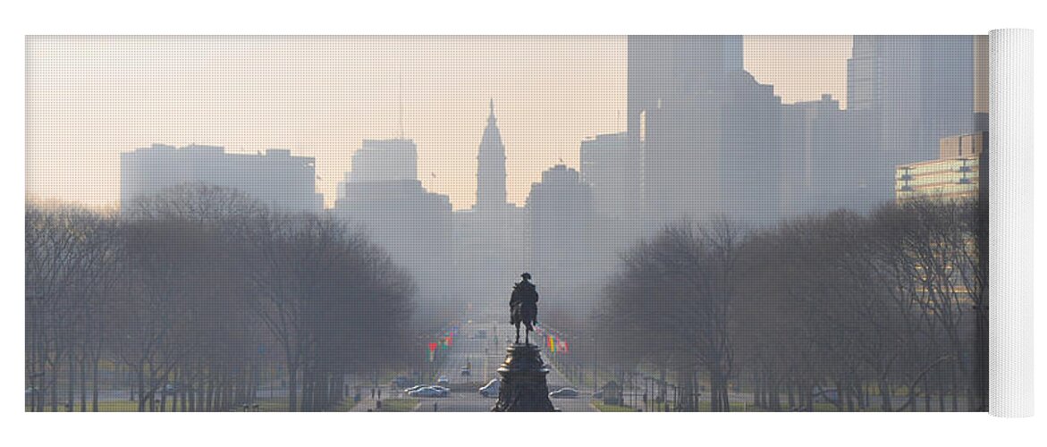 The Yoga Mat featuring the photograph On the Benjamin Franklin Parkway - Philadelphia by Bill Cannon