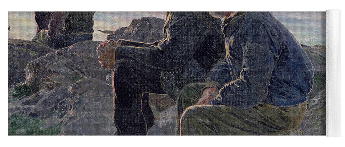 The Yoga Mat featuring the painting On the Rocks at Fiskebackskil by Carl Wilhelm Wilhelmson