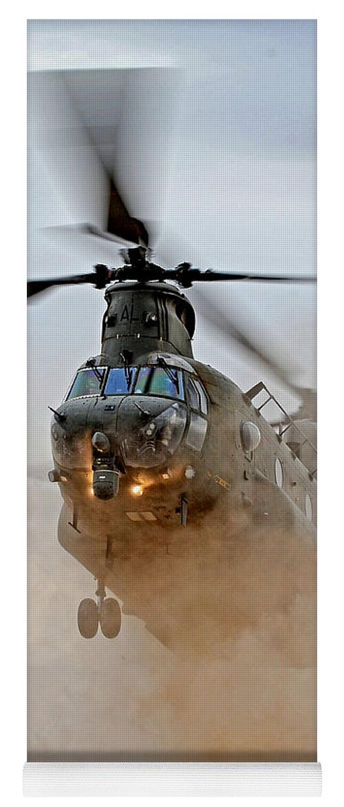 Military Yoga Mat featuring the photograph One Chinook Landing by Roy Pedersen