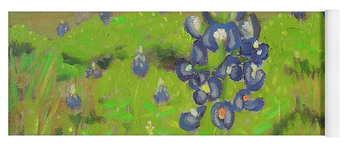 Bluebonnet Yoga Mat featuring the painting One in a Crowd by Lilibeth Andre