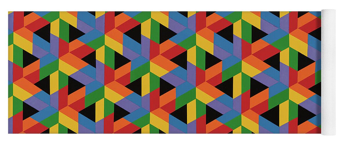 Abstract Yoga Mat featuring the painting Open Hexagonal Lattice II by Janet Hansen