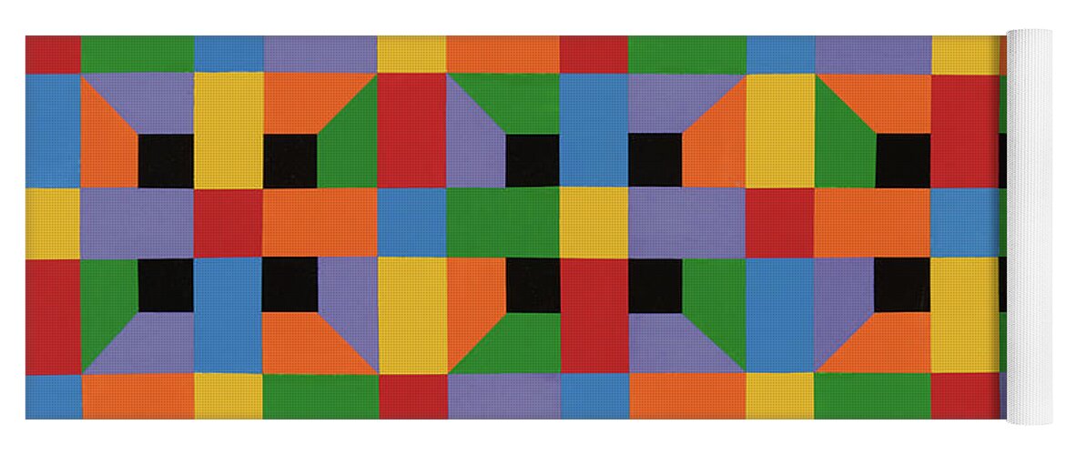 Abstract Yoga Mat featuring the painting Open Quadrilateral Lattice by Janet Hansen