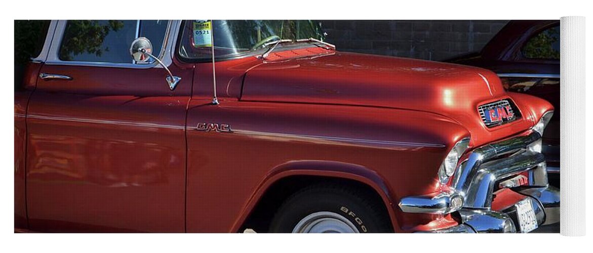  Yoga Mat featuring the photograph Orange and White GMC Pickup by Dean Ferreira