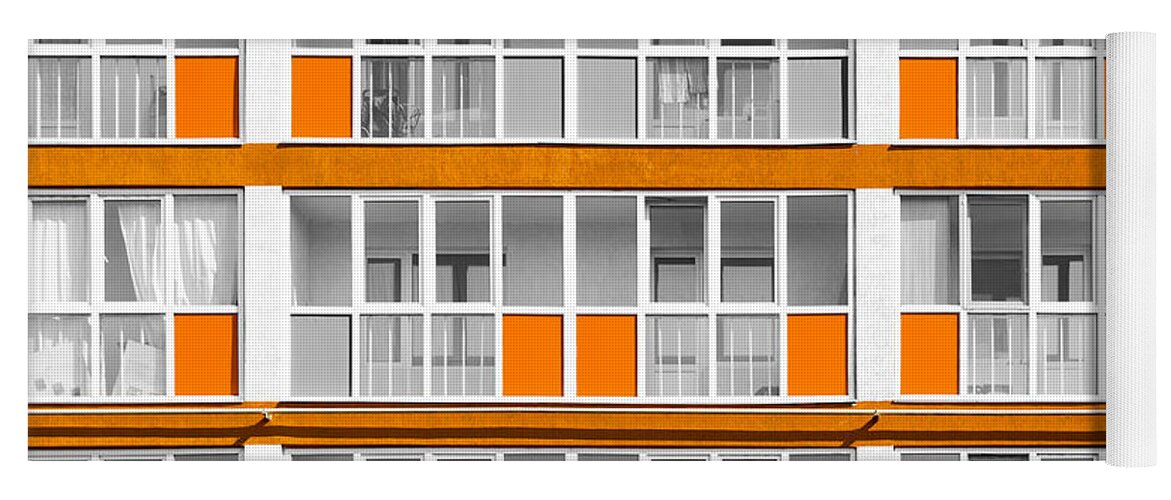 Print Sale Yoga Mat featuring the photograph Orange Exterior Decoration Details of Modern Flats by John Williams