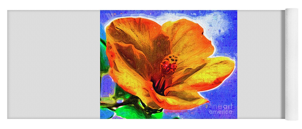 Flowers Yoga Mat featuring the digital art Orange Hibiscus by Kirt Tisdale