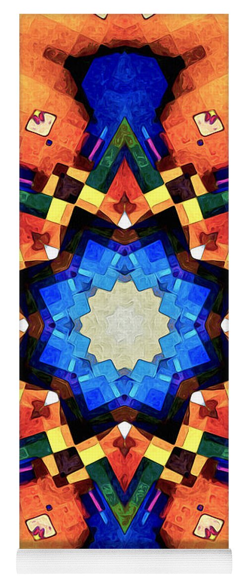 Mosaic Yoga Mat featuring the digital art Orange Mosaic Abstract by Phil Perkins