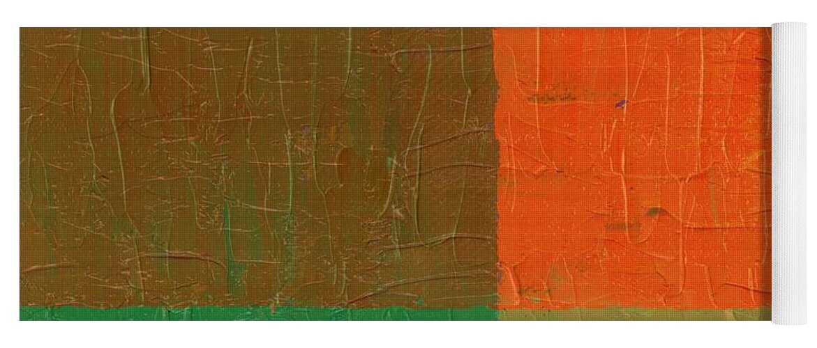 Paint Yoga Mat featuring the painting Orange with Brown and Teal by Michelle Calkins