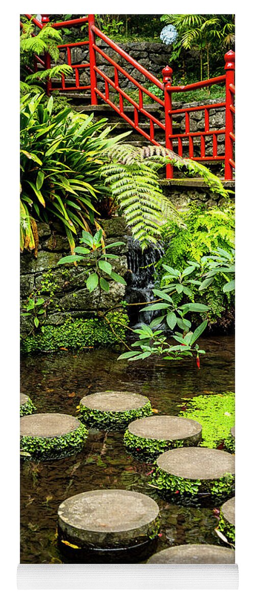 Tropical Yoga Mat featuring the photograph Oriental Garden Stepping Stones by Brenda Kean