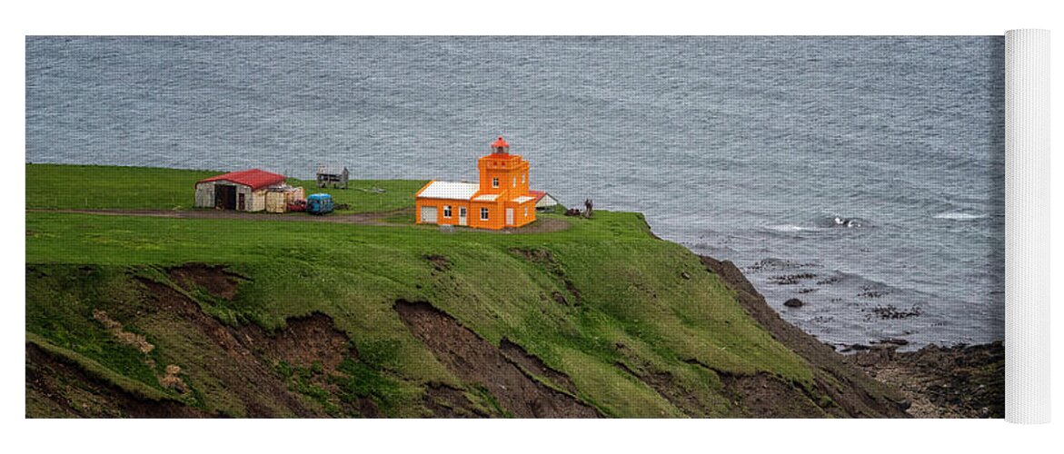 Iceland Yoga Mat featuring the photograph Orange Lighthouse by Tom Singleton