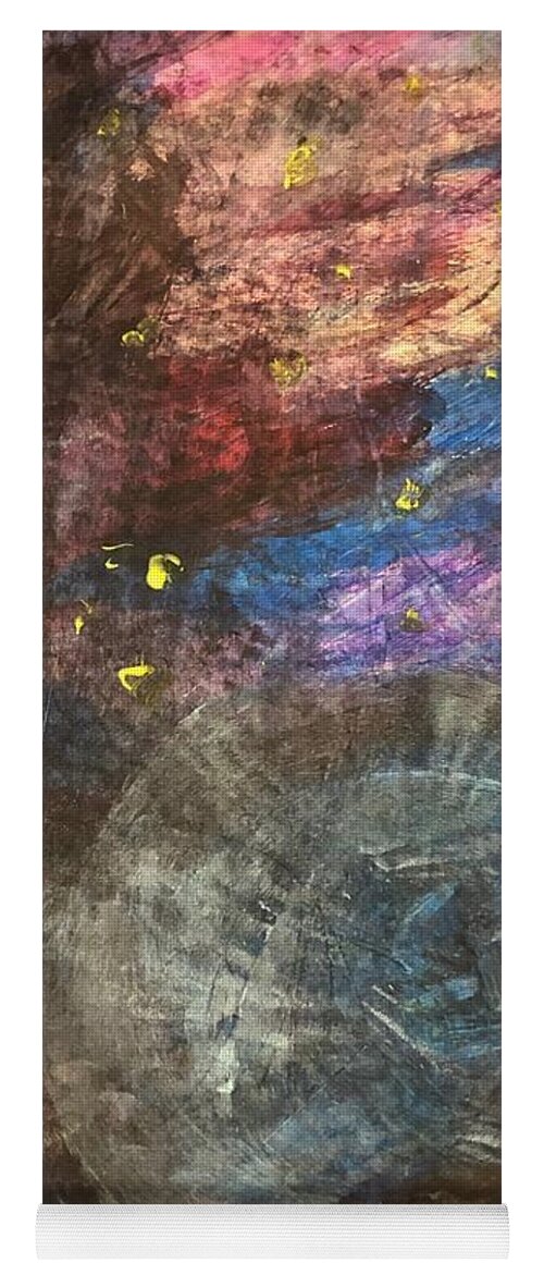 Black Yoga Mat featuring the painting Outer Space Abstract by Ginger Wakem