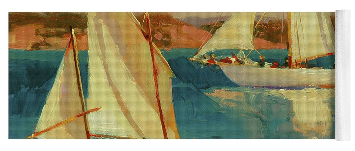 Sailboat Yoga Mat featuring the painting Outing by Steve Henderson