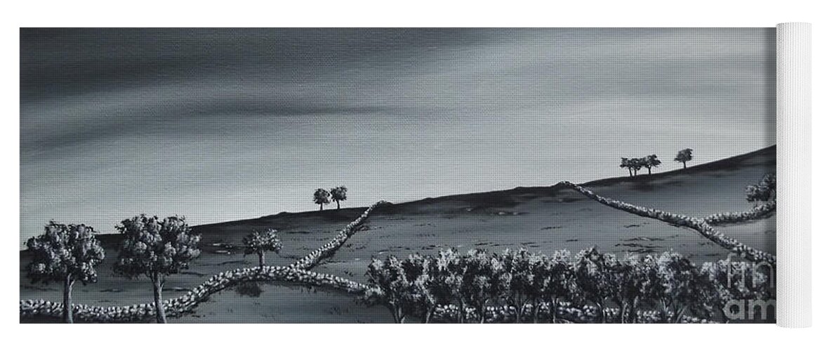 Trees Yoga Mat featuring the painting Over The Hill. by Kenneth Clarke