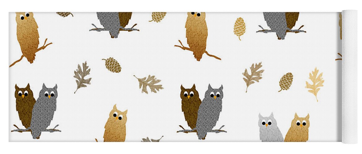Owls Yoga Mat featuring the mixed media Owl Pattern by Christina Rollo