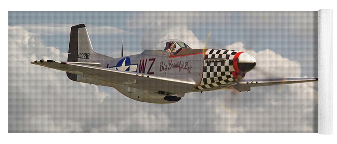 Aircraft Yoga Mat featuring the digital art P51 Mustang - WW2 Classic Icon by Pat Speirs