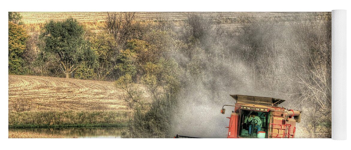 Page County Yoga Mat featuring the photograph Page County Iowa Soybean Harvest by J Laughlin