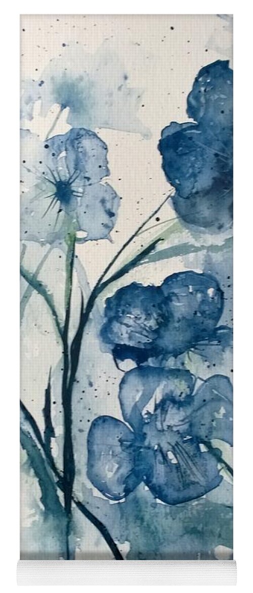 Flowers Yoga Mat featuring the painting Painterly Blues by Eunice Miller