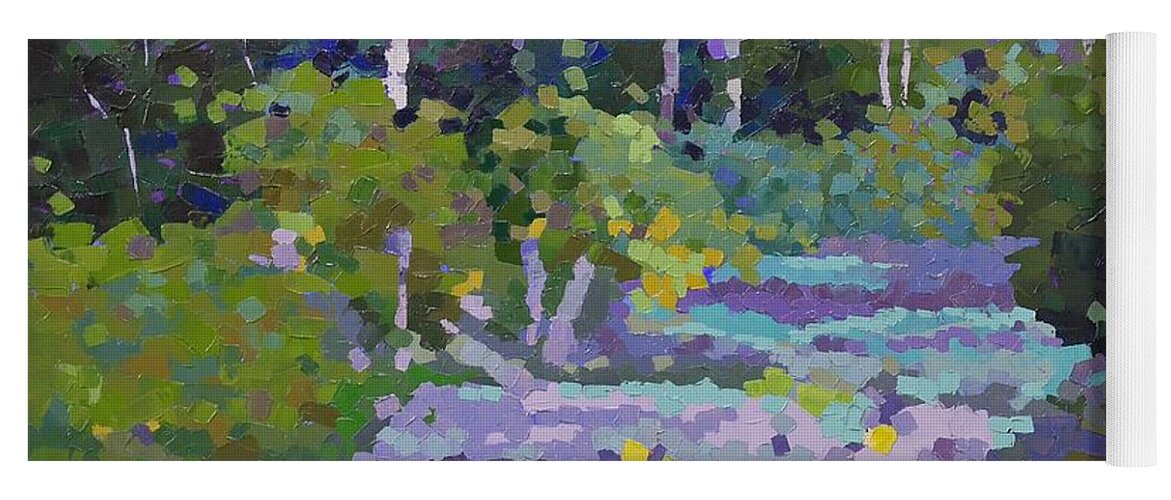 Abstract Landscape Yoga Mat featuring the painting Painting Pixie Forest by Chris Hobel