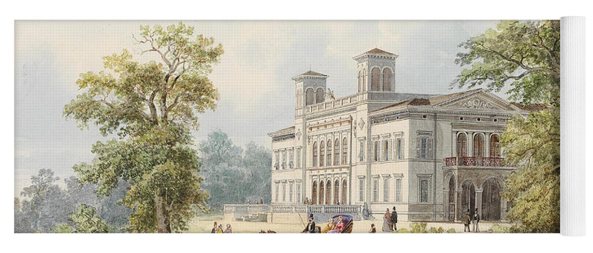 Albert Rieger Yoga Mat featuring the drawing Palazzo Ferdinandeo, Trieste by Albert Rieger