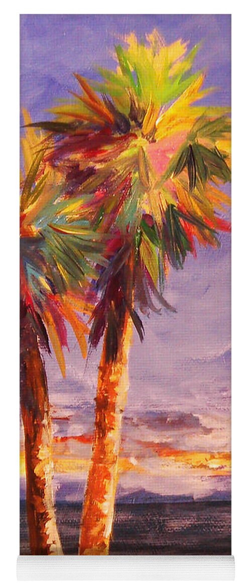 Palm Tree Yoga Mat featuring the painting Palm Duo by Anne Marie Brown