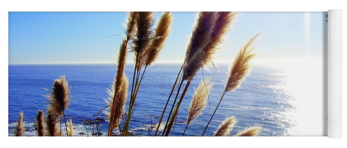 Nature Yoga Mat featuring the photograph Pampas Grass and The Pacific 2 by Jodie Marie Anne Richardson Traugott     aka jm-ART