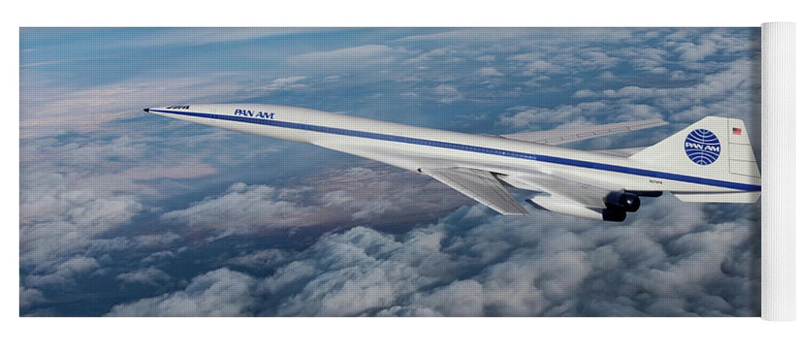 Pan American World Airways Yoga Mat featuring the digital art Pan American Supersonic Transport by Erik Simonsen