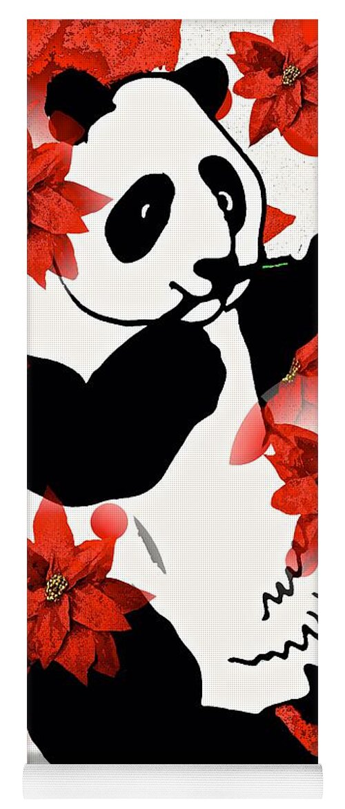 Panda Yoga Mat featuring the painting Panda by Saundra Myles