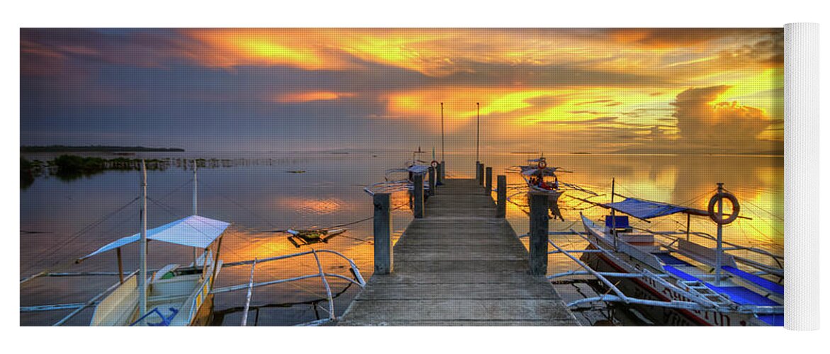 Yhun Suarez Yoga Mat featuring the photograph Panglao Port Sunset 8.0 by Yhun Suarez