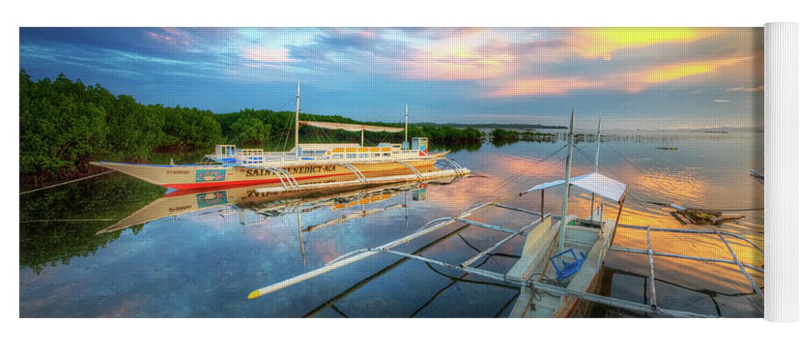 Yhun Suarez Yoga Mat featuring the photograph Panglao Port Sunset 9.0 by Yhun Suarez