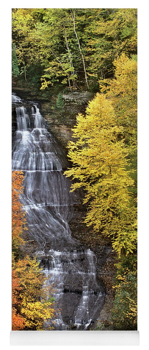 North America Landscape Yoga Mat featuring the photograph Panorama Fall Color Chapel Falls Upper Penninsula MI by Dave Welling