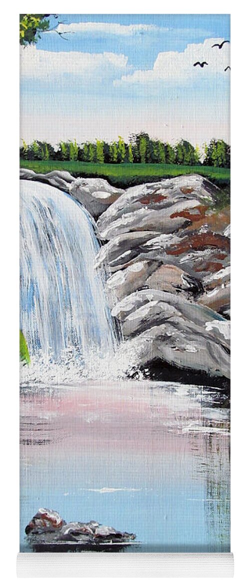 Waterfall Yoga Mat featuring the painting Paradise Falls by Luis F Rodriguez