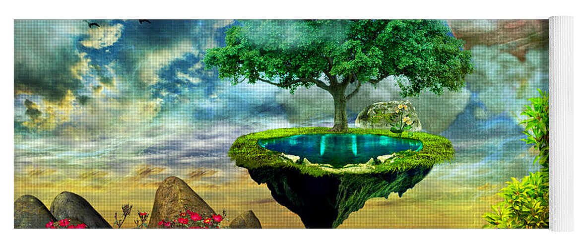 Paradise Yoga Mat featuring the digital art Paradise Island by Ally White