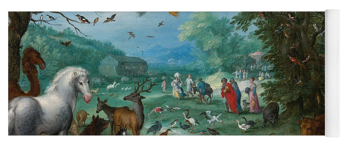 Jan Brueghel The Elder Yoga Mat featuring the painting Paradise Landscape with the Animals entering Noah's Ark by Jan Brueghel the Elder