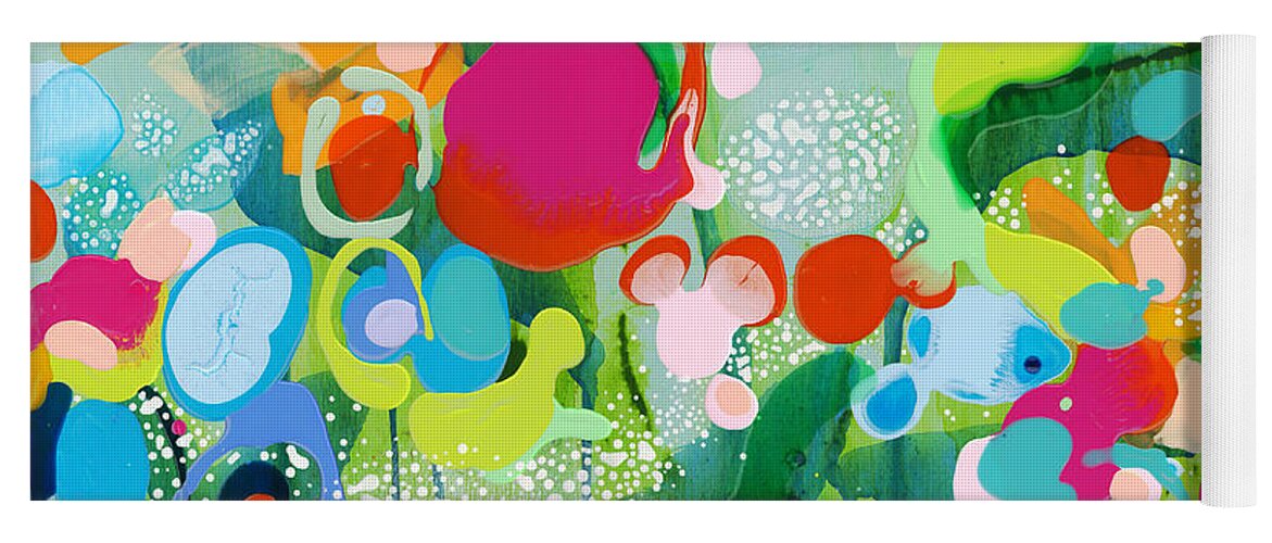 Abstract Yoga Mat featuring the painting Paradise Outer Limits by Claire Desjardins