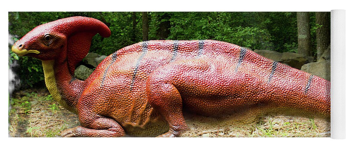 Dinosaur Yoga Mat featuring the photograph Parasaurolophus by Sandra Clark