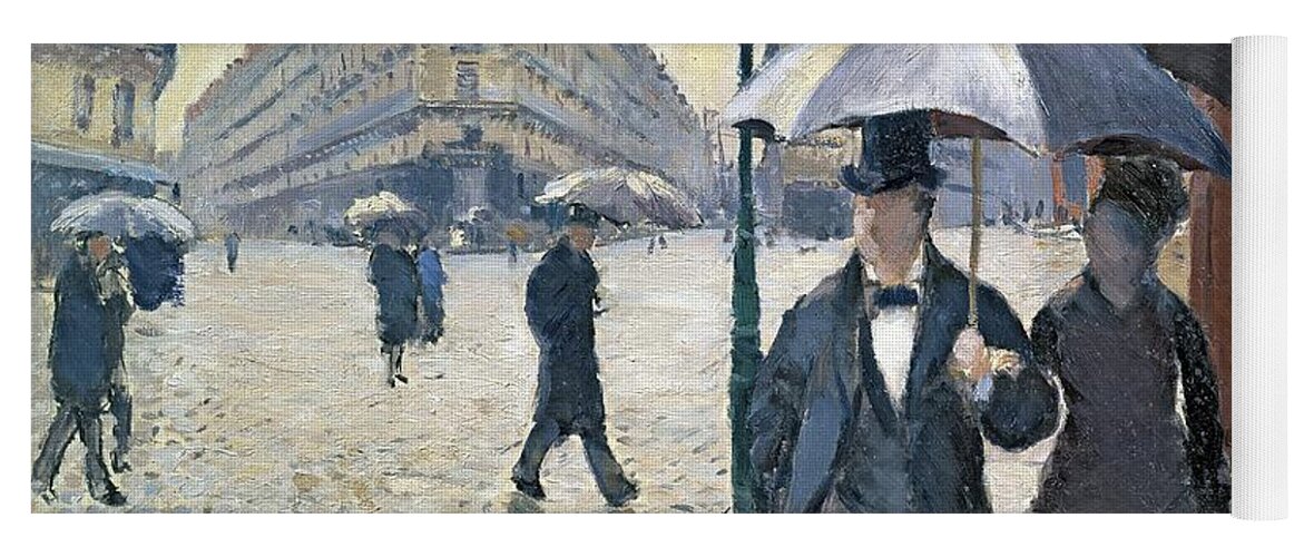 Sketch Yoga Mat featuring the painting Paris a Rainy Day by Gustave Caillebotte