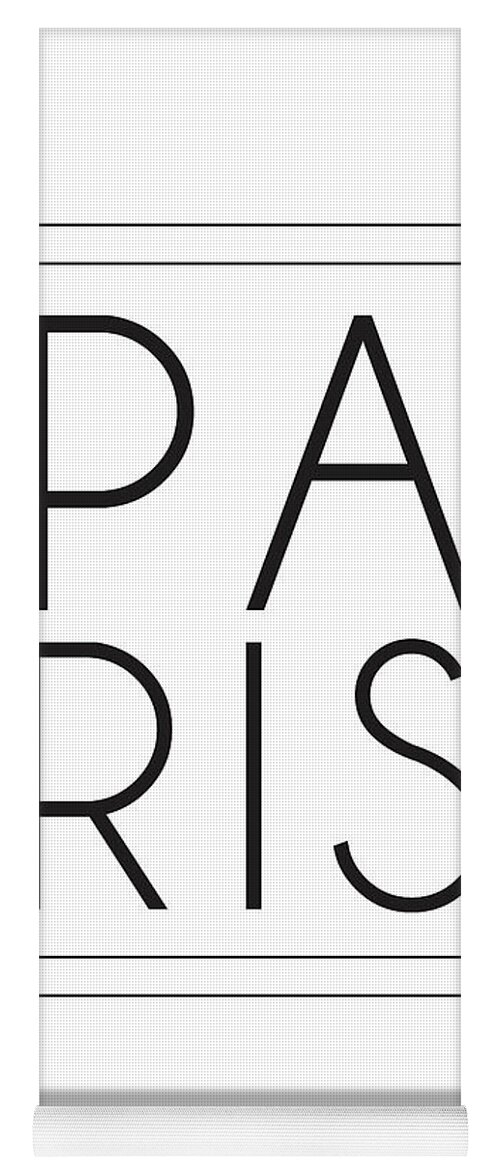 Paris Yoga Mat featuring the mixed media Paris, France - City Name Typography - Minimalist City Posters #1 by Studio Grafiikka