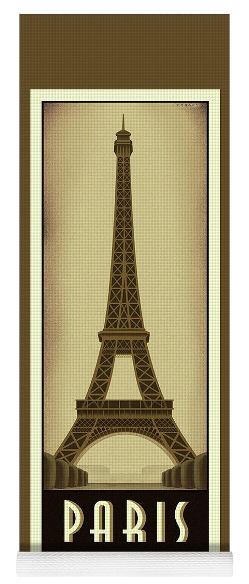 Paris Yoga Mat featuring the digital art Paris Eiffel Tower by Steve Forney