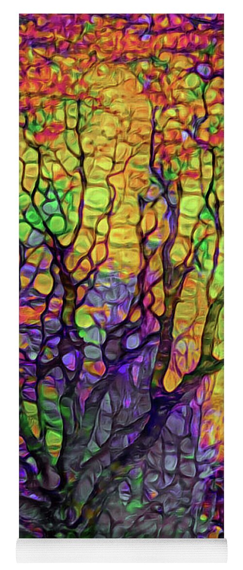 Park After Dark Yoga Mat featuring the mixed media Autumn Park by Lilia S