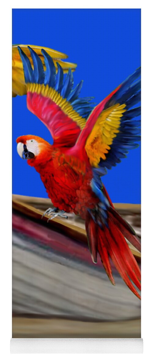 Macaw Parrots Yoga Mat featuring the digital art Parrots of the Caribbean by Glenn Holbrook