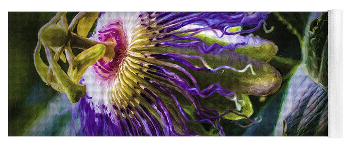 Passion Flower Yoga Mat featuring the painting Passion Flower Profile by Barry Jones