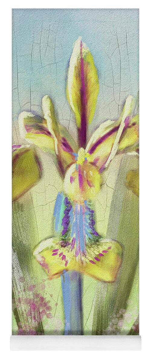 Iris Yoga Mat featuring the digital art Pastel Iris by Lois Bryan