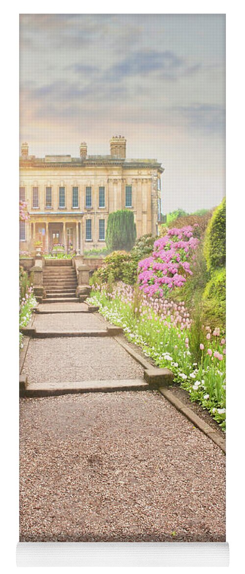 Mansion Yoga Mat featuring the photograph Pathway To The Mansion Through Tulips At Sunset by Lee Avison