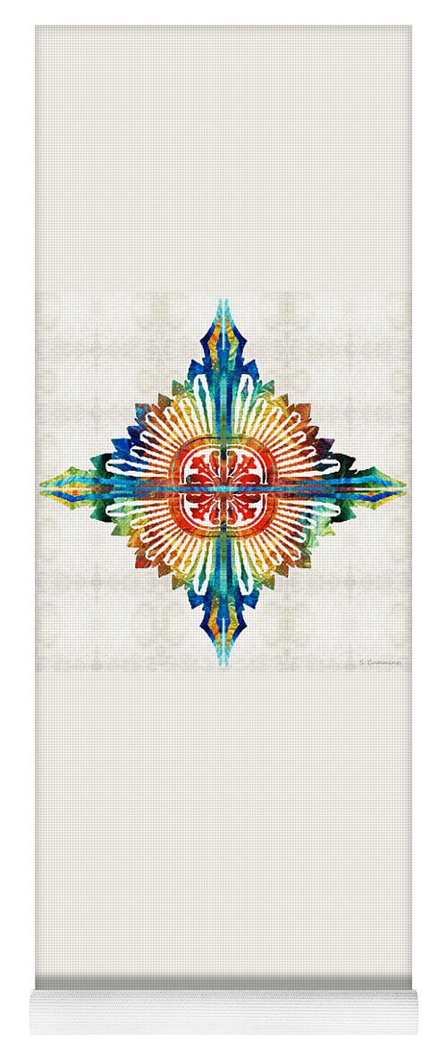 Mandala Yoga Mat featuring the painting Pattern Art - Color Fusion Design 1 By Sharon Cummings by Sharon Cummings