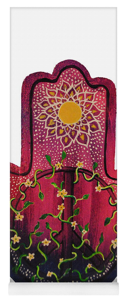 Hamsa Yoga Mat featuring the painting Peace Hamsa by Patricia Arroyo