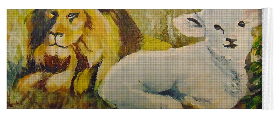 Lion Yoga Mat featuring the painting Peace by Saundra Johnson
