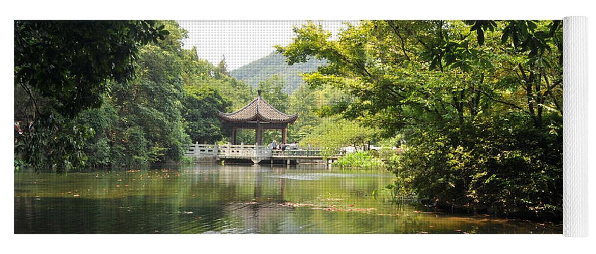 Lake Yoga Mat featuring the photograph Peaceful Lake of Li'an Temple by Jason Chu