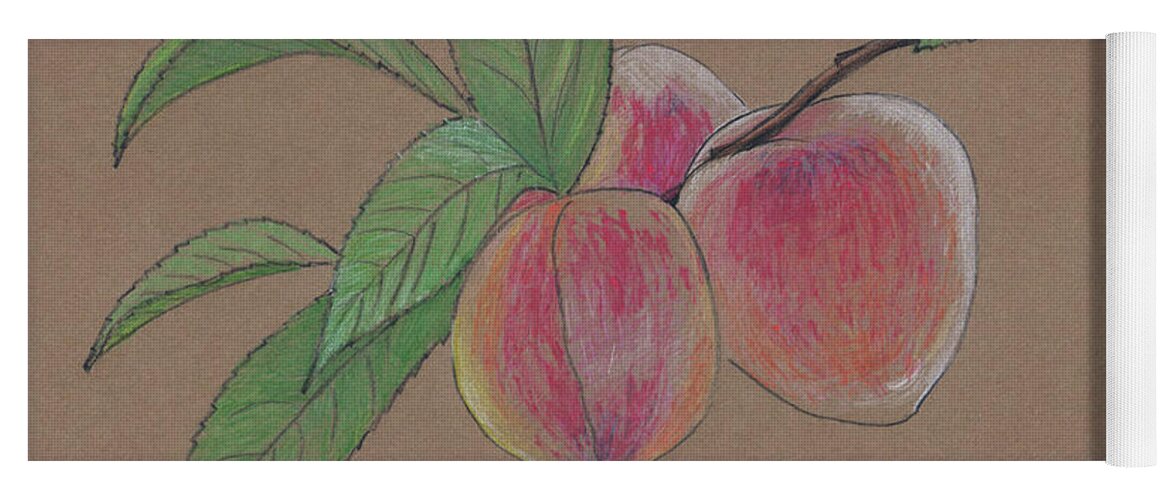 Peach Yoga Mat featuring the painting Peach Branch by Masha Batkova