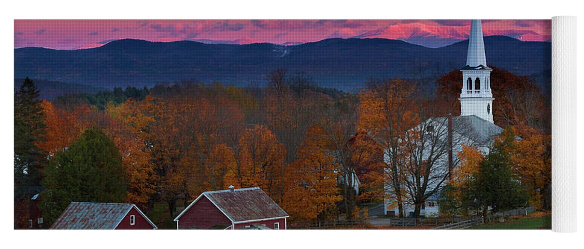 Vermont Yoga Mat featuring the photograph Peacham Village Fall Evening by Tim Kirchoff
